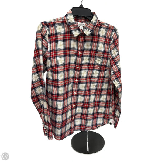 Blouse Long Sleeve By J. Crew In Blue Red & White, Size: M