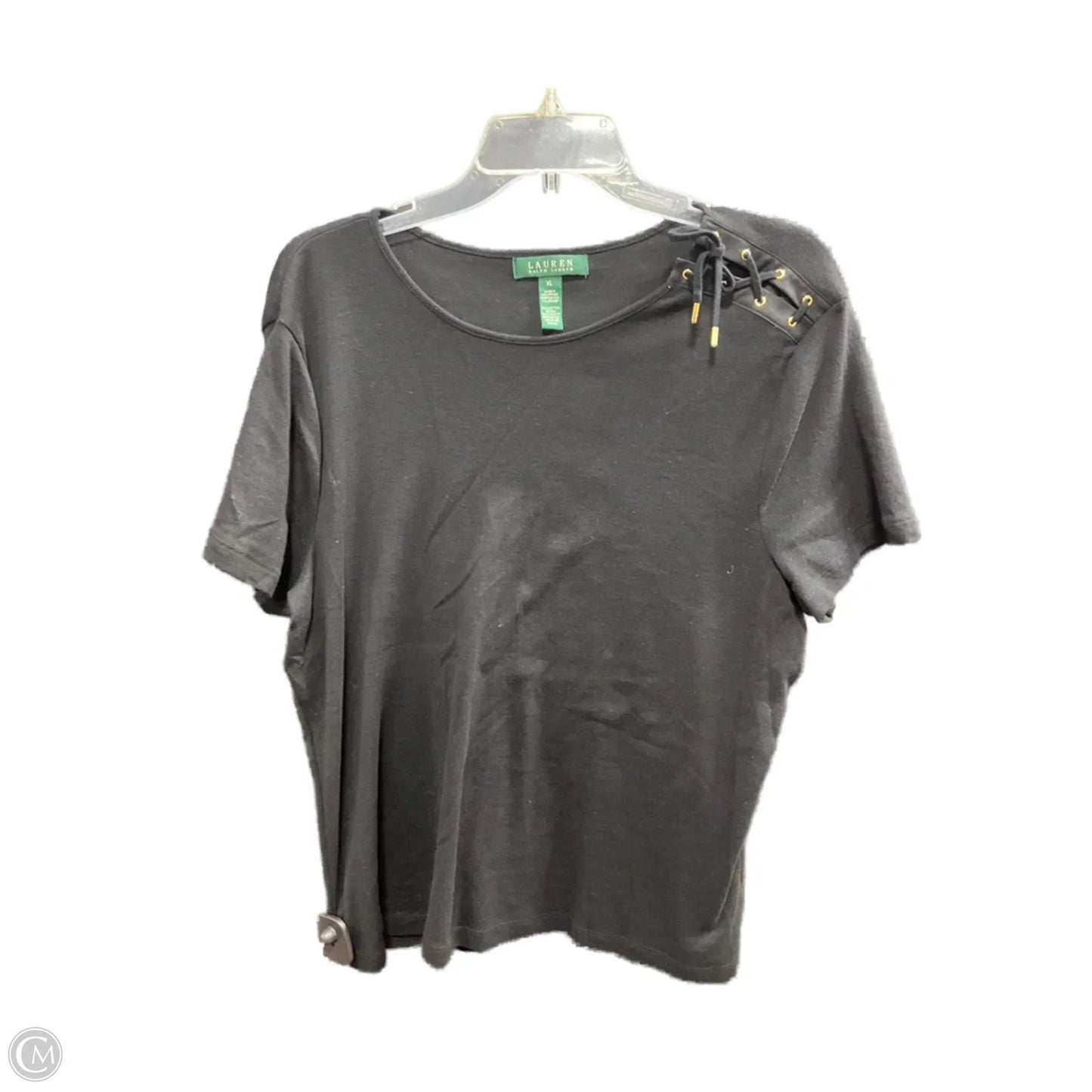 Top Short Sleeve By Lauren By Ralph Lauren In Black, Size: Xl