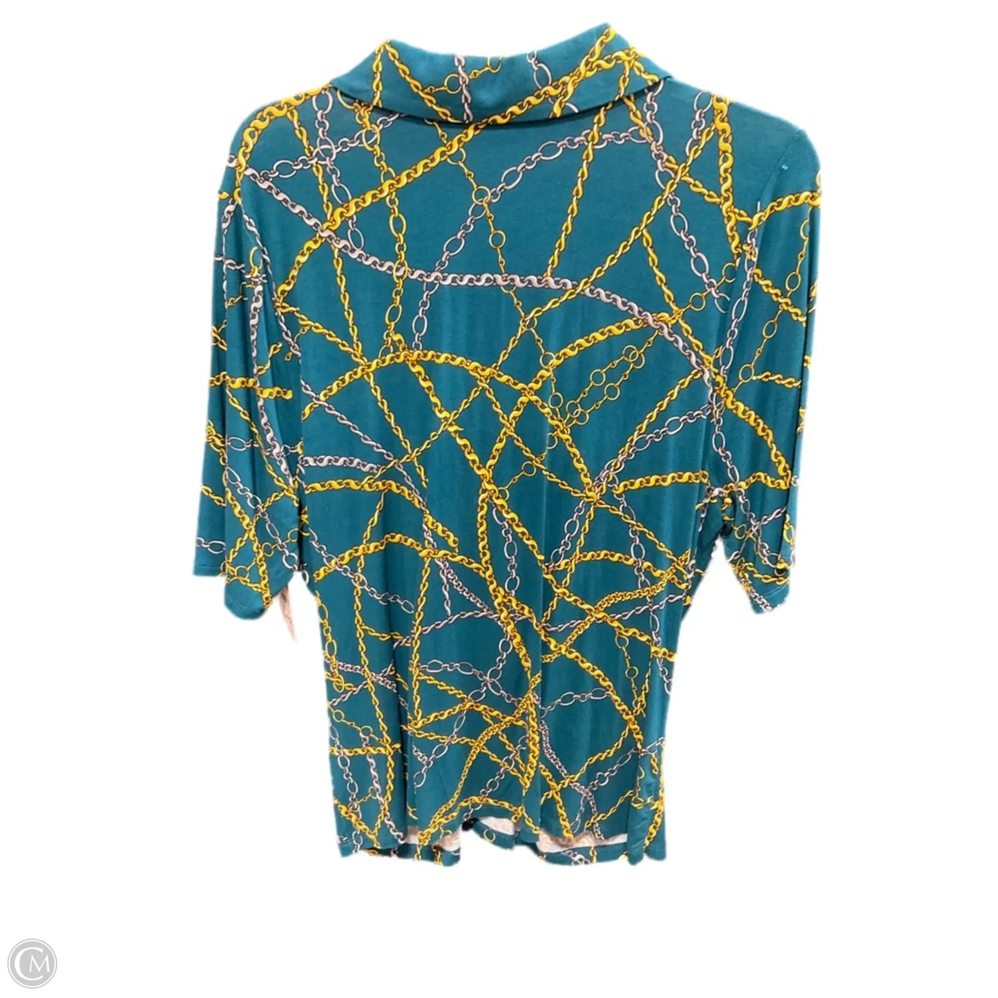 Top Short Sleeve By International Concepts In Green & Yellow, Size: Xl