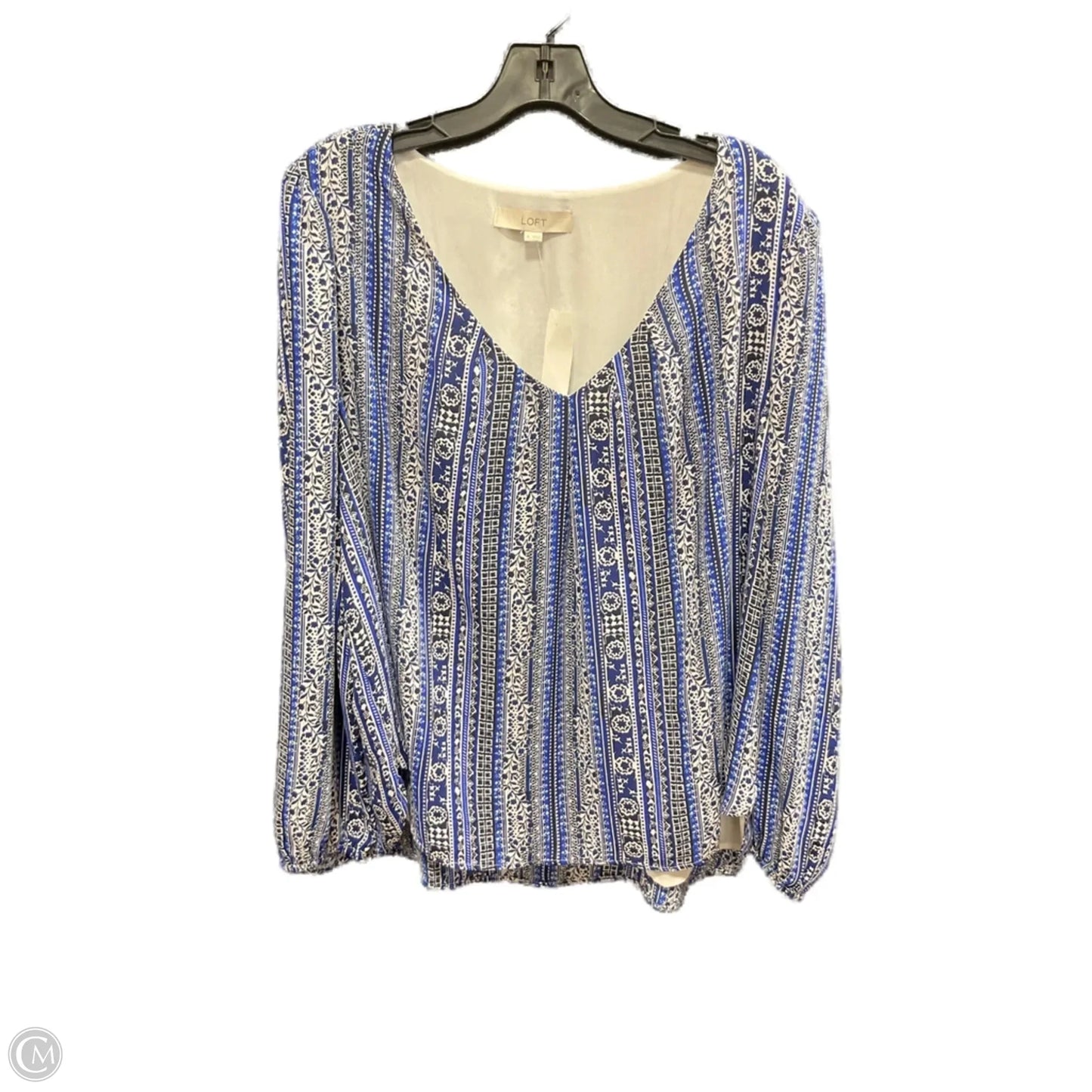 Top Long Sleeve By Loft In Blue & White, Size: Xl