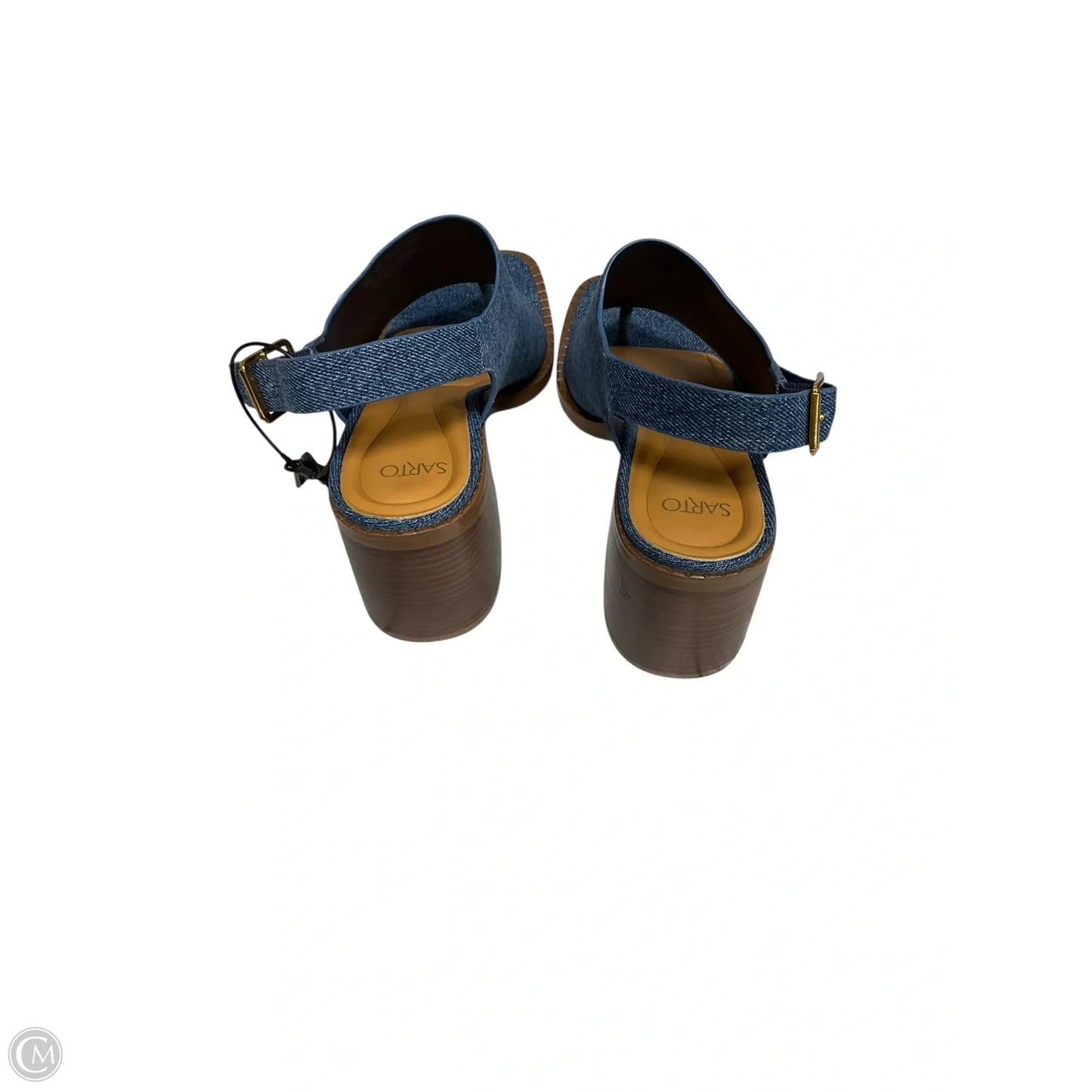 Sandals Heels Block By Clothes Mentor In Blue Denim, Size: 7