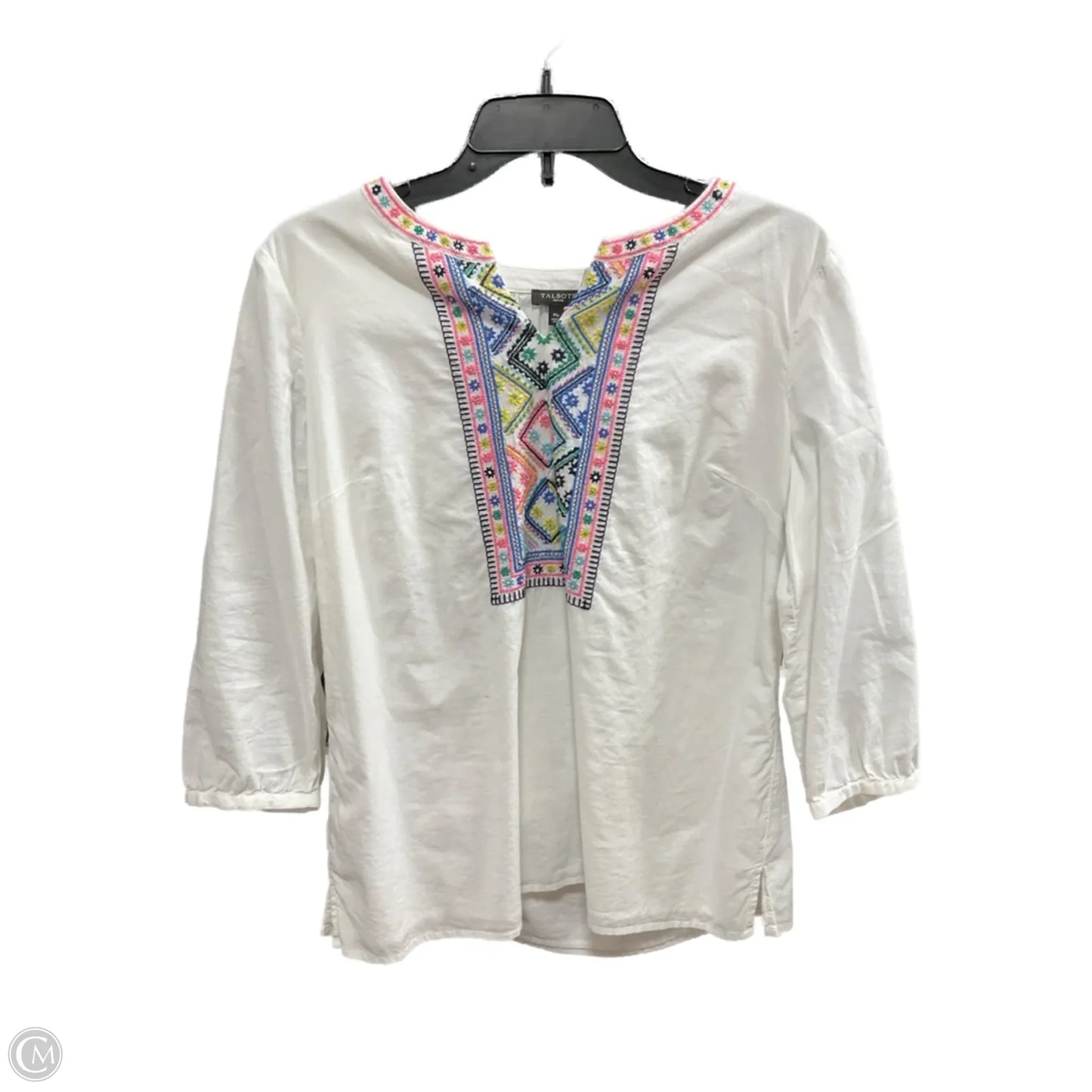 Top 3/4 Sleeve Basic By Talbots In Cream, Size: Mp