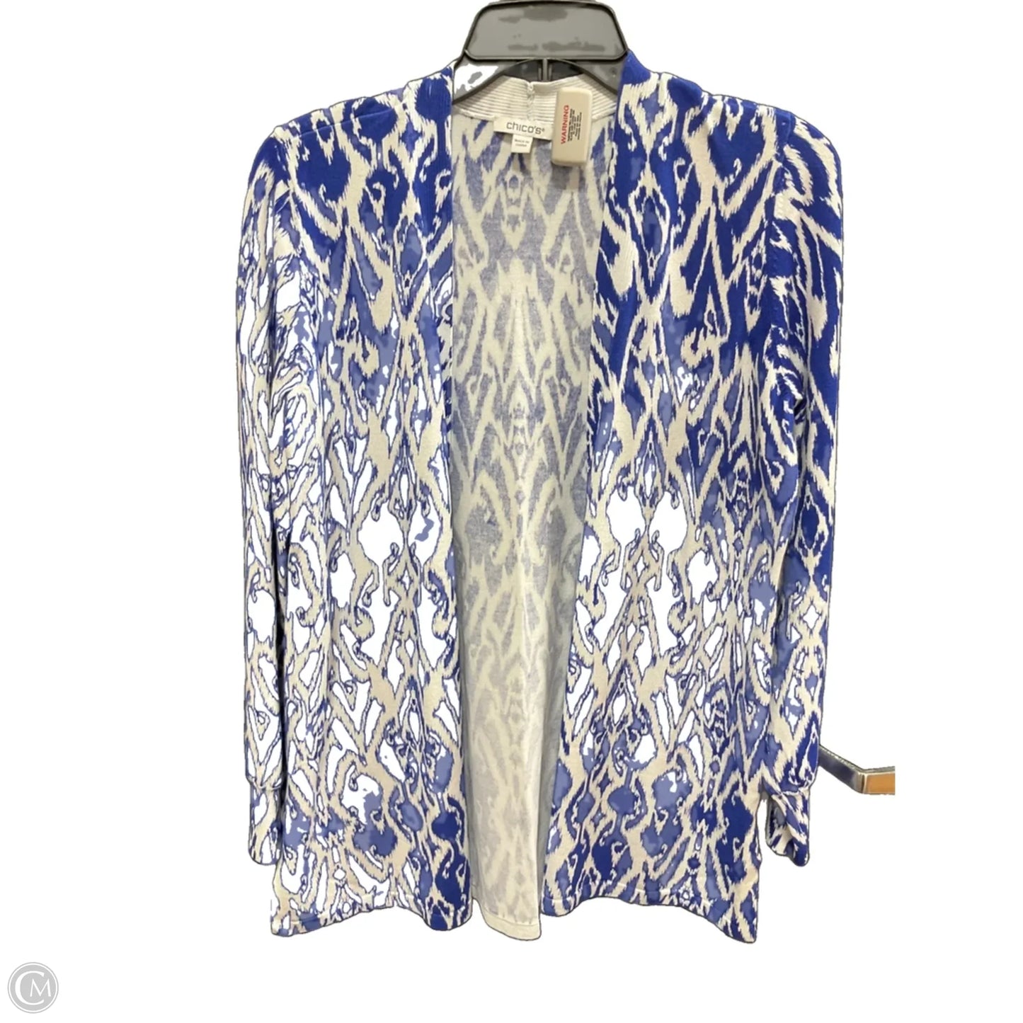 Cardigan By Chicos In Blue & White, Size: M