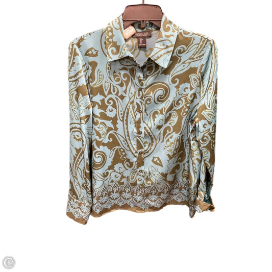 Blouse Long Sleeve By Rachel Zoe In Blue & Green, Size: S