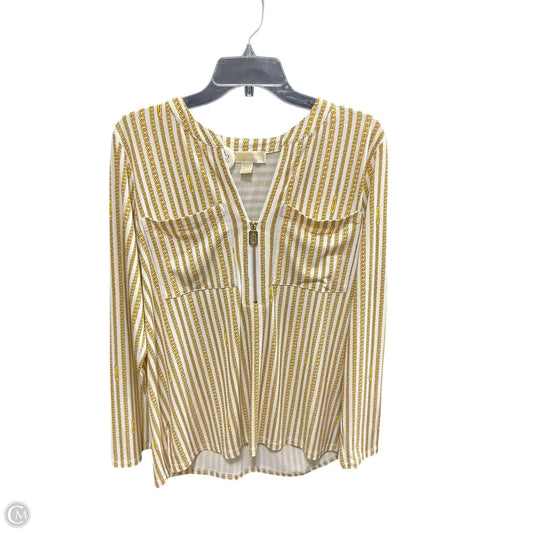 Top Long Sleeve Basic By Michael By Michael Kors In White & Yellow, Size: L