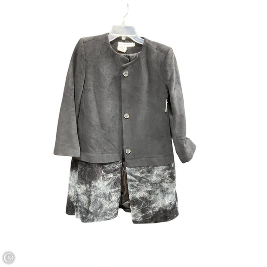 Coat Faux Fur & Sherpa By Cmc In Black & Grey, Size: M