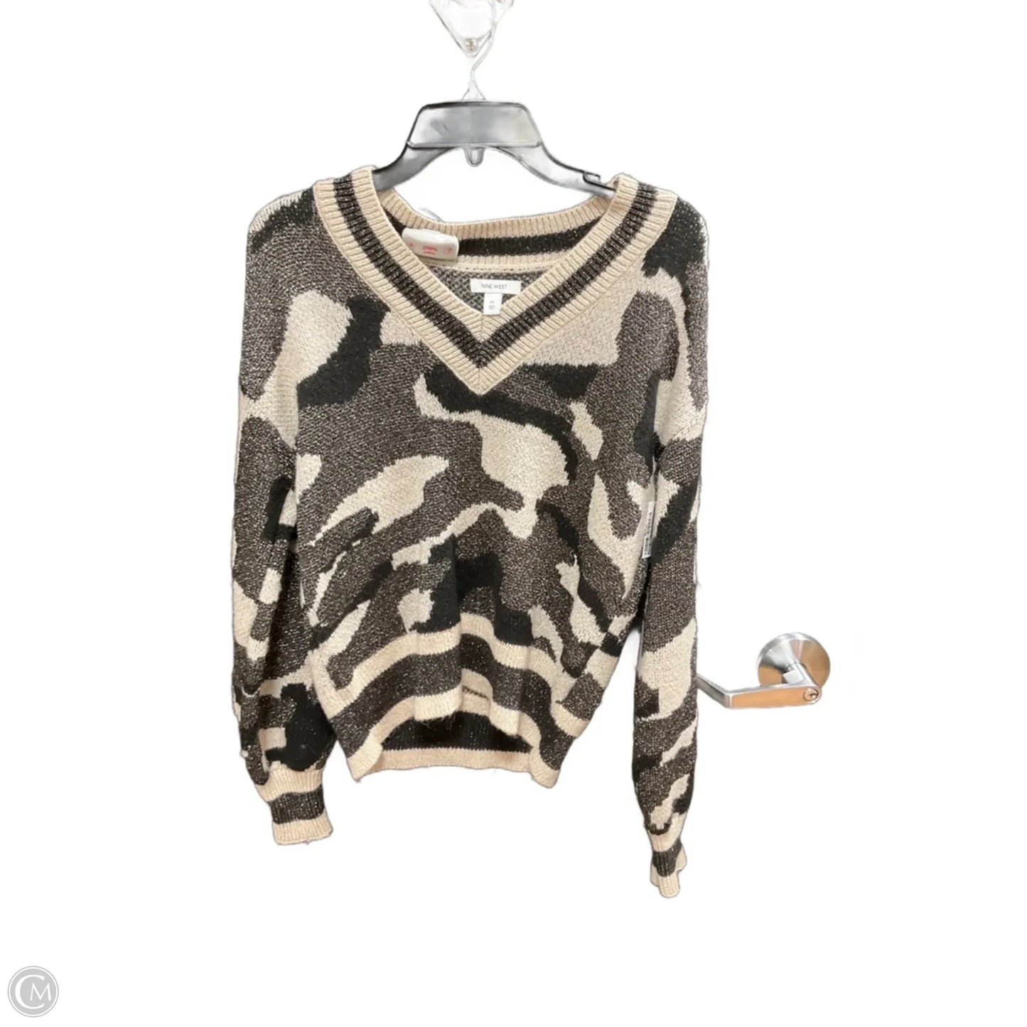 Sweater By Nine West In Black & Tan, Size: M