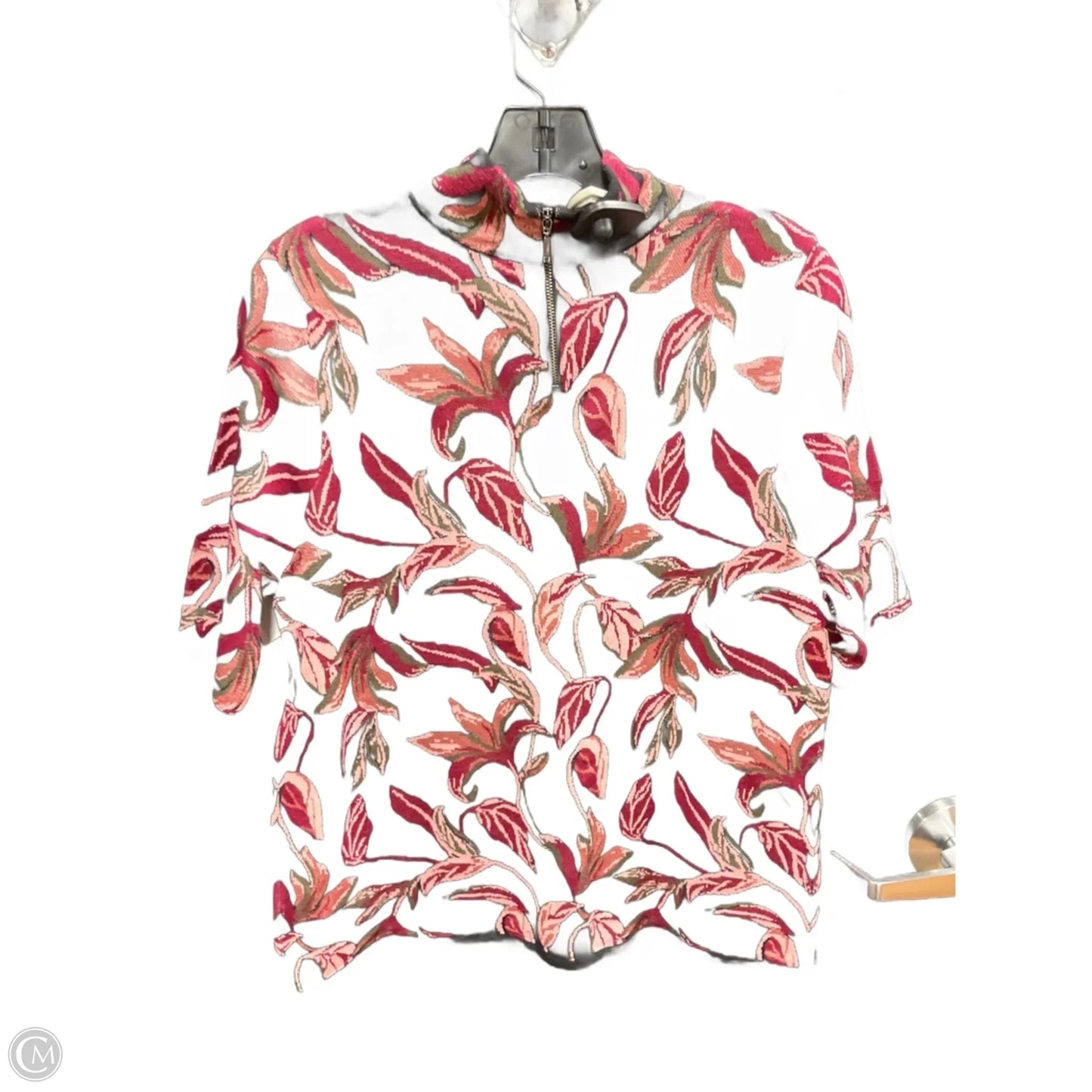 Top Short Sleeve Basic By Chicos In Black & Red, Size: L