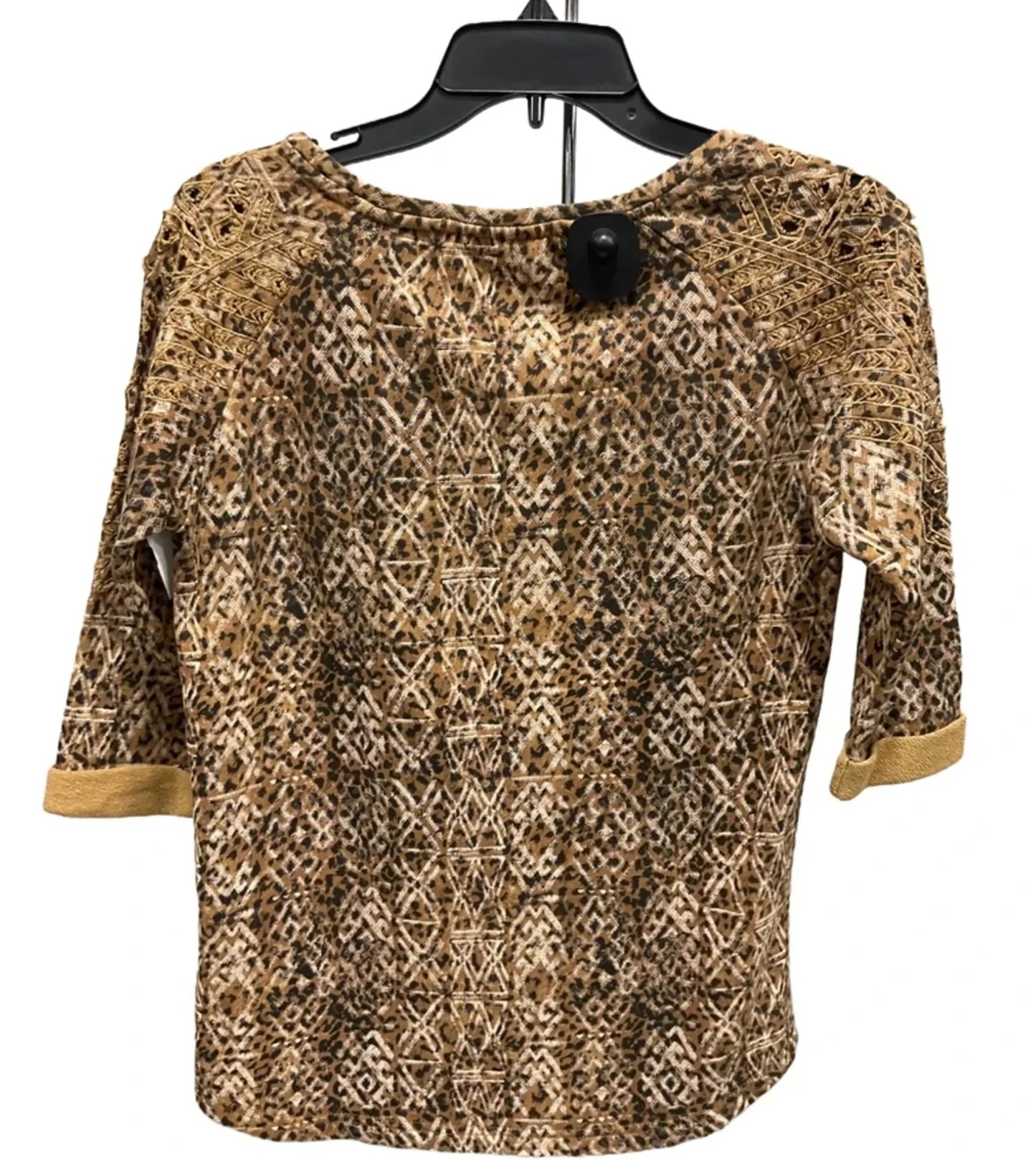 Top 3/4 Sleeve By Cma In Black & Tan, Size: 10
