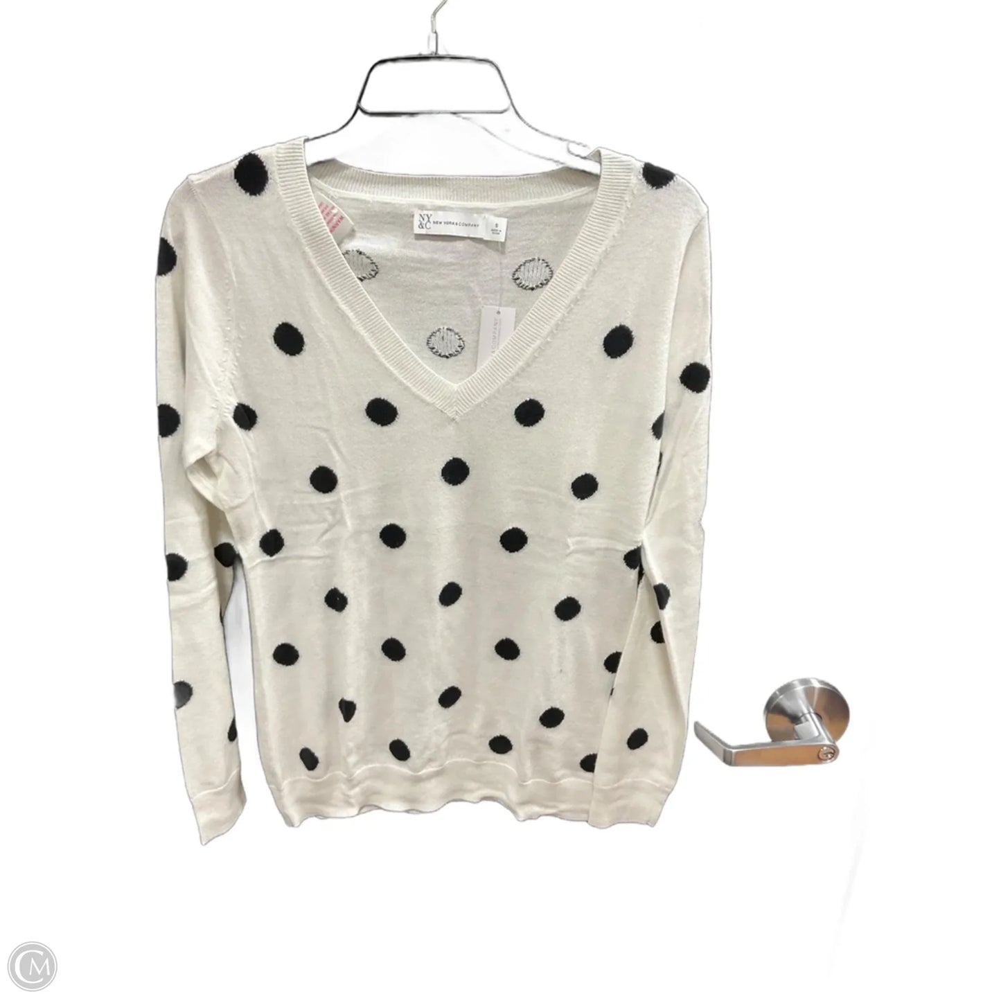 Top Long Sleeve Basic By New York And Co In Polkadot Pattern, Size: S