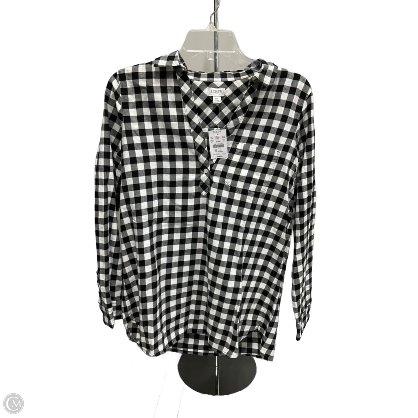 Blouse Long Sleeve By J. Crew In Checkered Pattern, Size: Xs