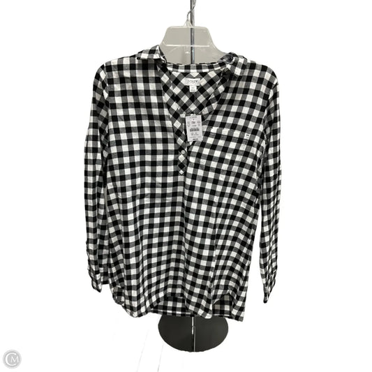Blouse Long Sleeve By J. Crew In Checkered Pattern, Size: Xs