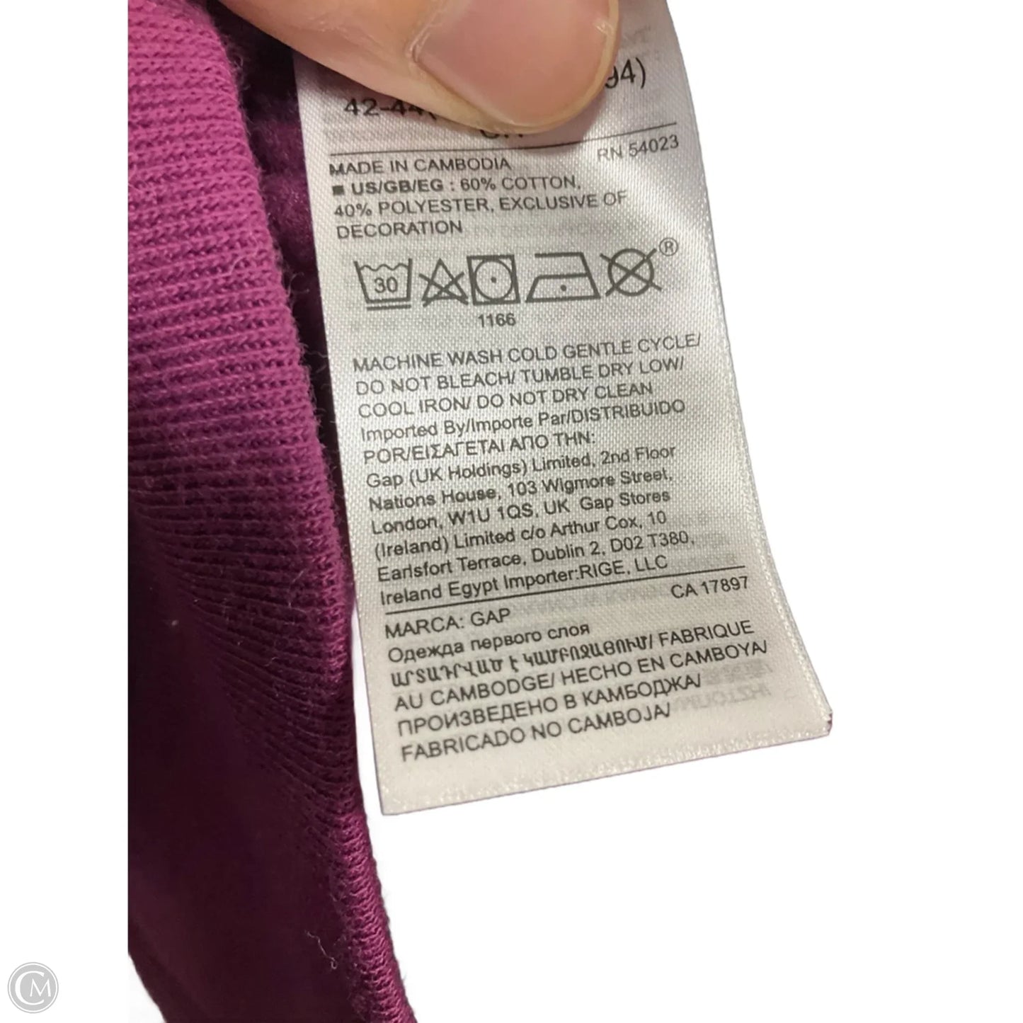 Sweatshirt Hoodie By Gap In Purple, Size: S