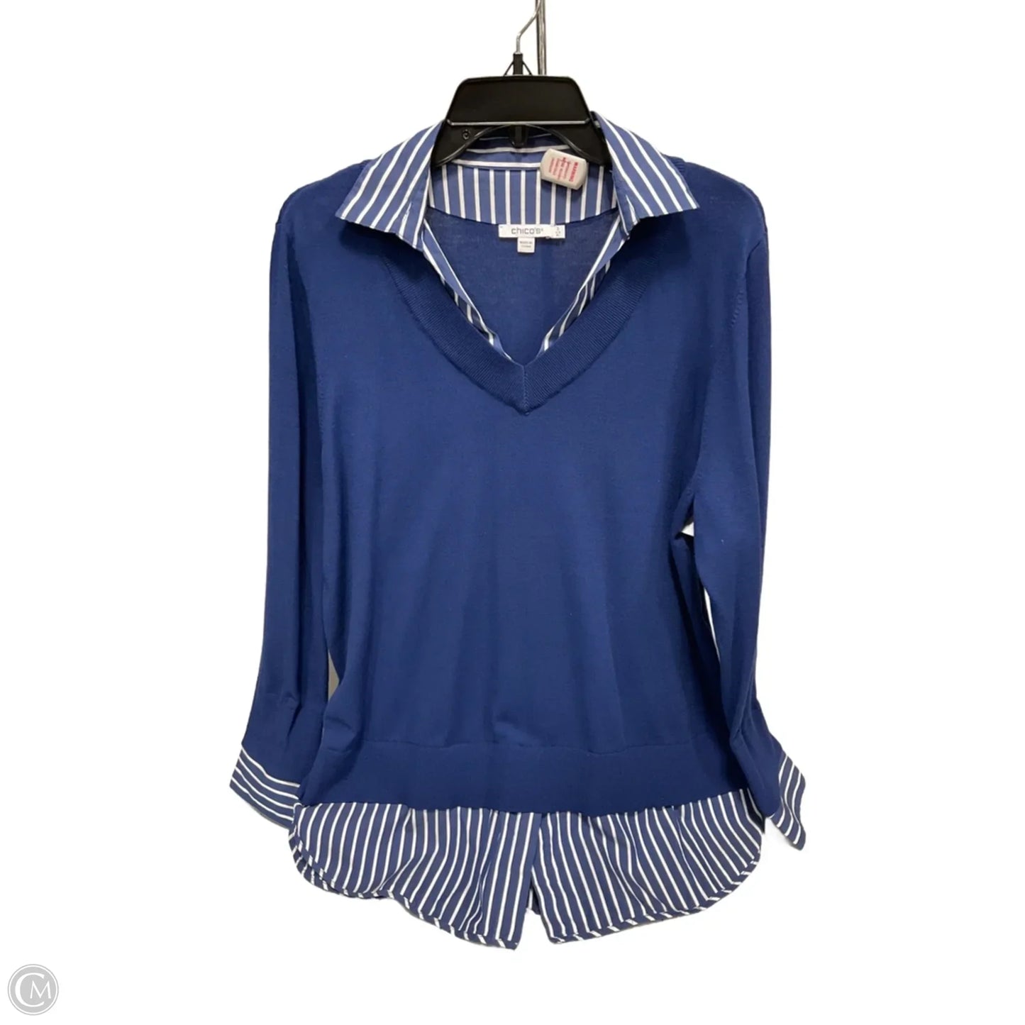 Top Long Sleeve Basic By Chicos In Striped Pattern, Size: Xl