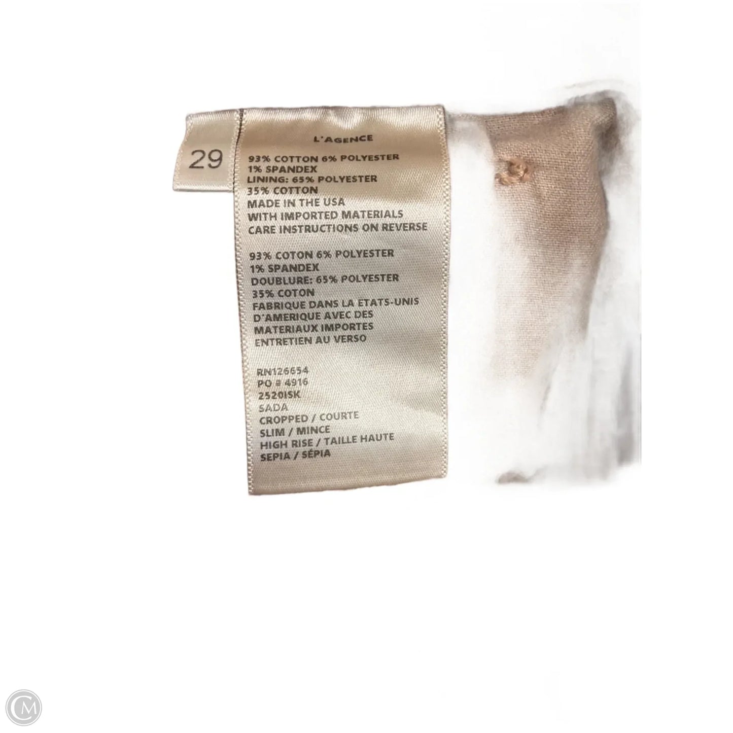 Jeans Straight By L Agence In Tan, Size: 8