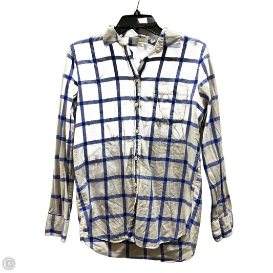Blouse Long Sleeve By J. Crew In Blue & Cream, Size: S