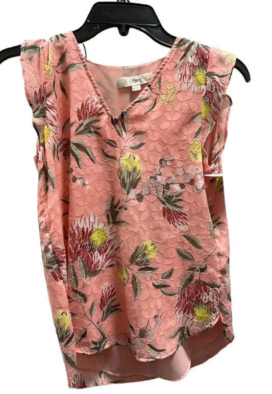 Top Sleeveless Basic By Loft In Floral Print, Size: Xxs