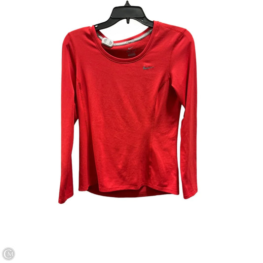 Athletic Top Long Sleeve Collar By Nike Apparel In Orange, Size: S