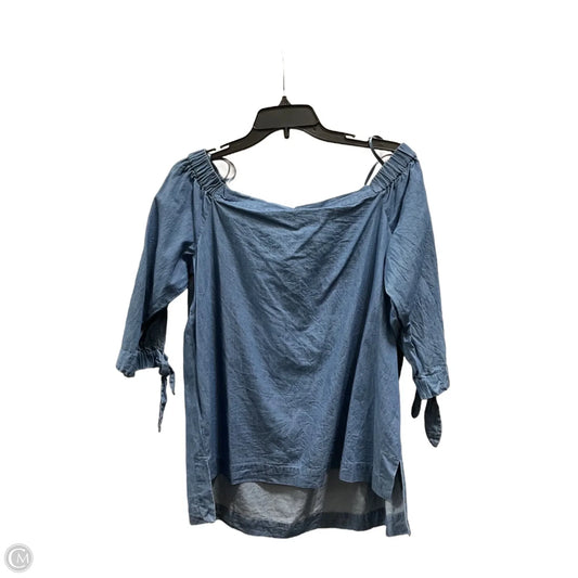 Top 3/4 Sleeve Basic By Loft In Blue Denim, Size: M