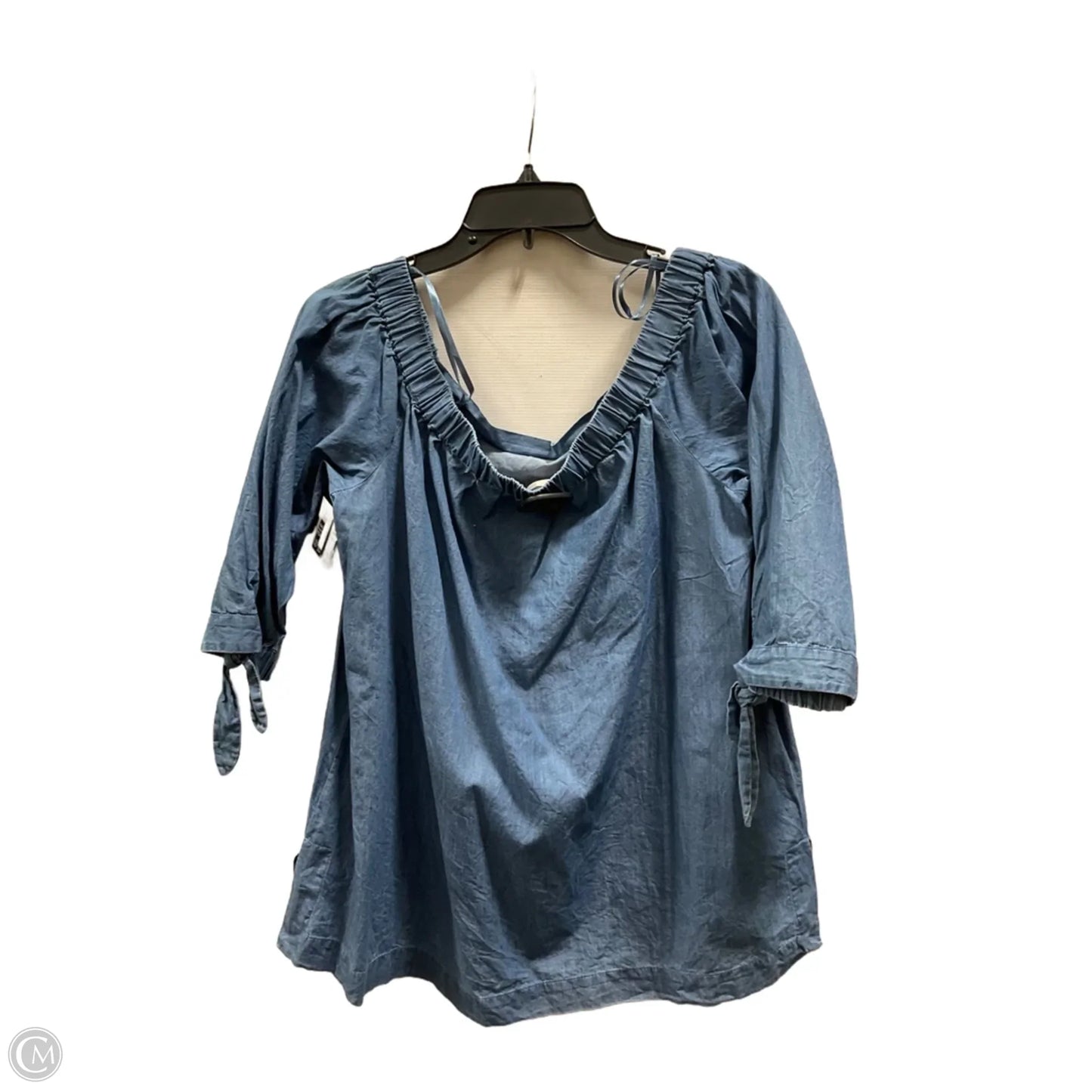 Top 3/4 Sleeve Basic By Loft In Blue Denim, Size: M