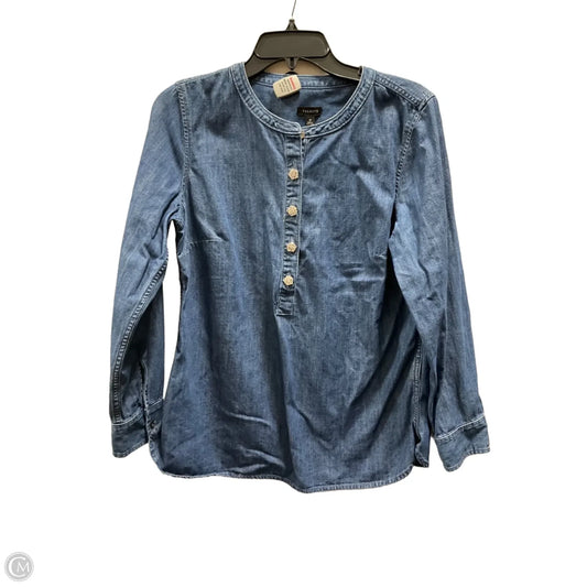 Top Long Sleeve Basic By Talbots In Blue Denim, Size: M