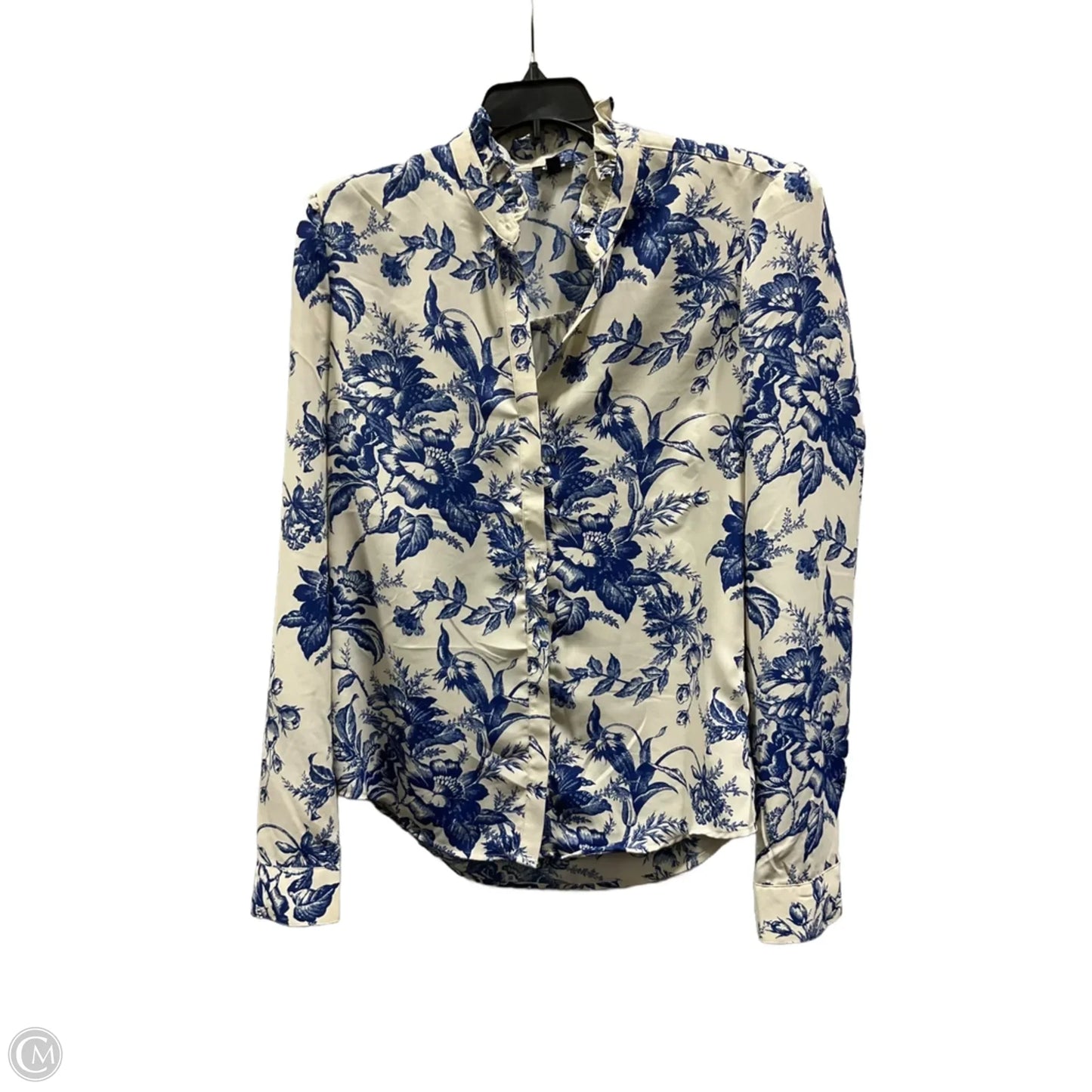 Top Long Sleeve By Express In Blue & White, Size: S