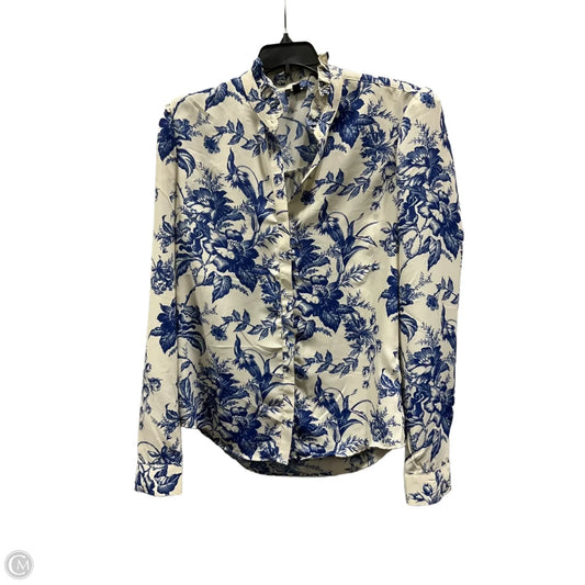 Top Long Sleeve By Express In Blue & White, Size: S