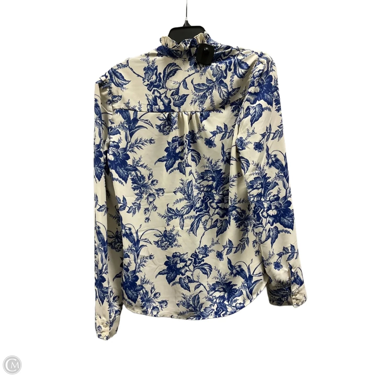 Top Long Sleeve By Express In Blue & White, Size: S