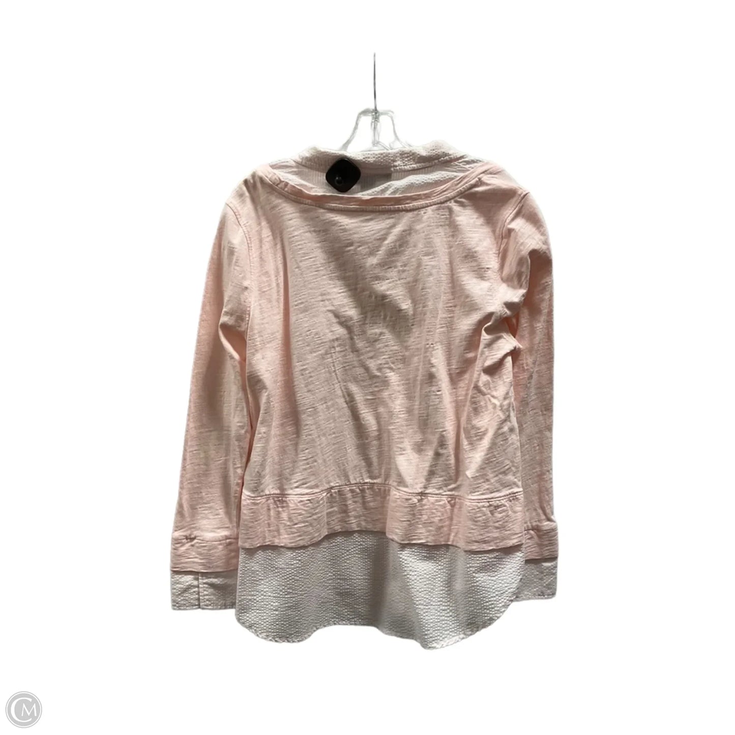 Top Long Sleeve Basic By Tommy Hilfiger In Pink & White, Size: Xl