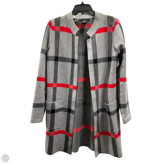 Cardigan By Tahari In Grey & Red, Size: M