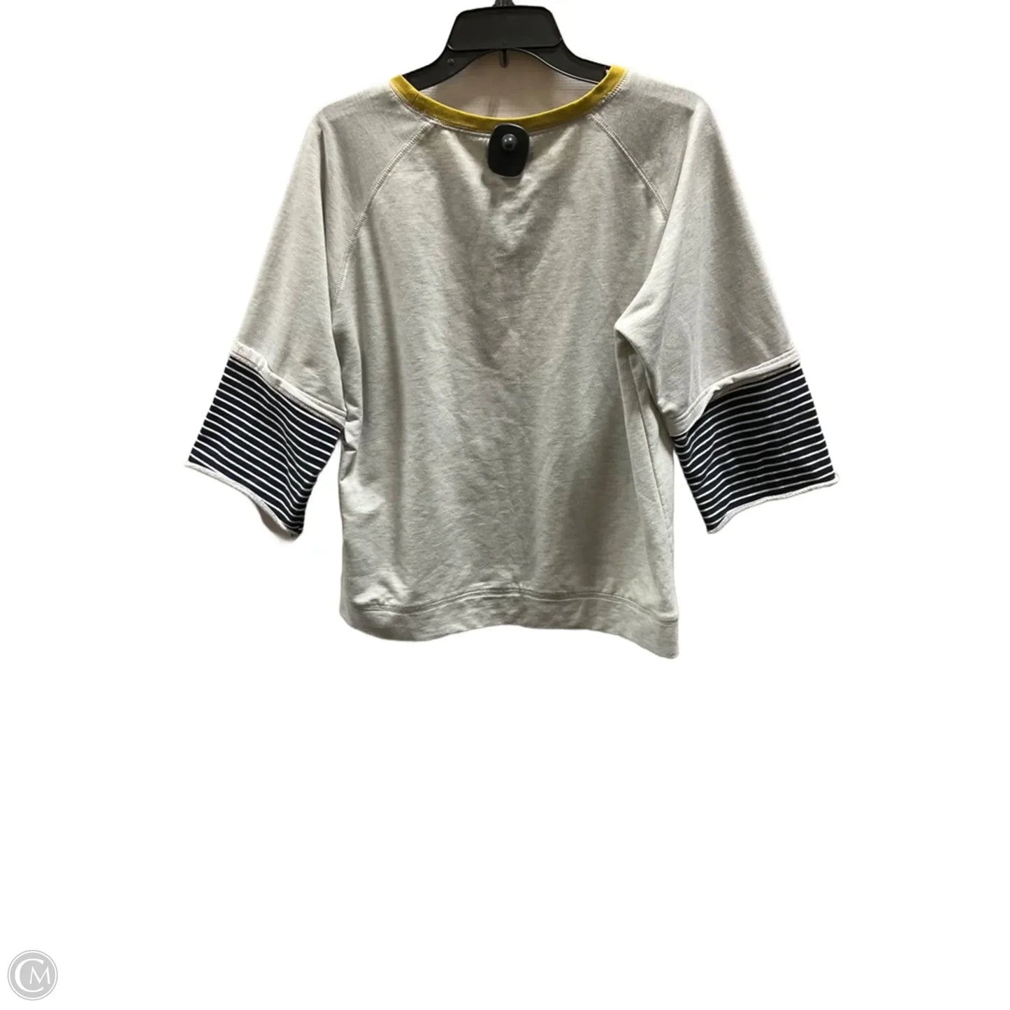 Top 3/4 Sleeve By Polagram In Grey & Yellow, Size: L