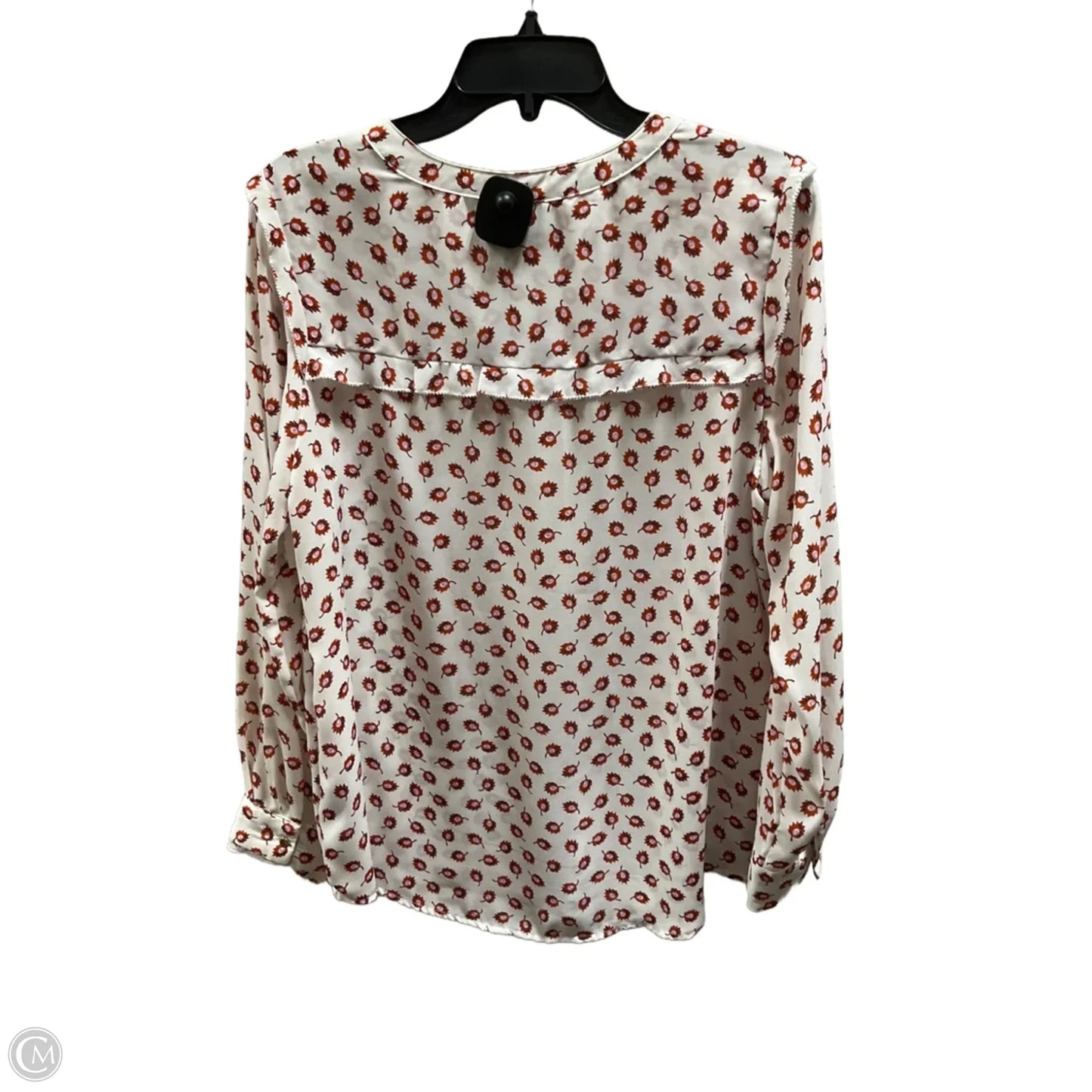 Top Long Sleeve Basic By Liz Claiborne In Red & White, Size: L