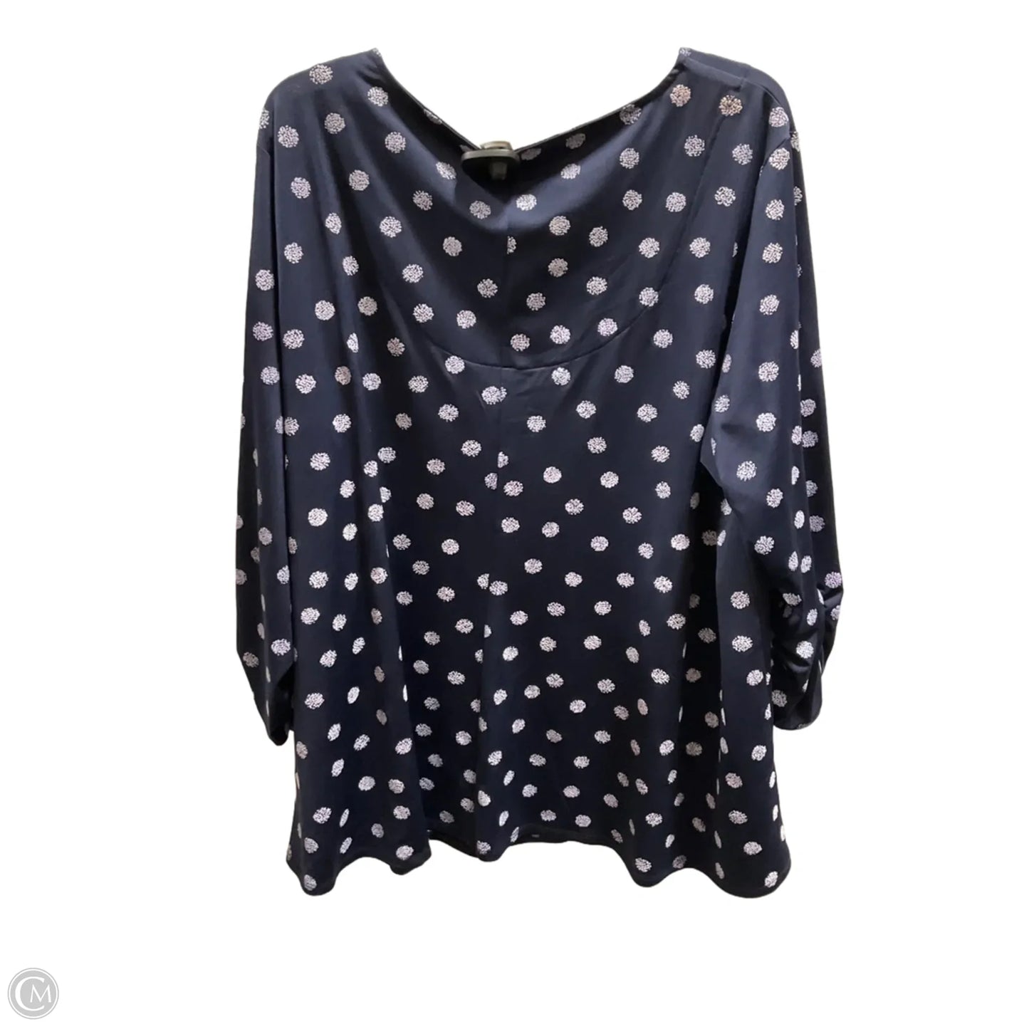 Top 3/4 Sleeve Basic By Clothes Mentor In Blue & White, Size: 22