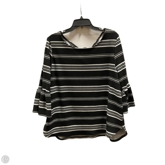 Top 3/4 Sleeve Basic By Green Envelope In Black & White, Size: 2x