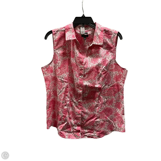 Top Short Sleeve Basic By Talbots In Pink & White, Size: 14