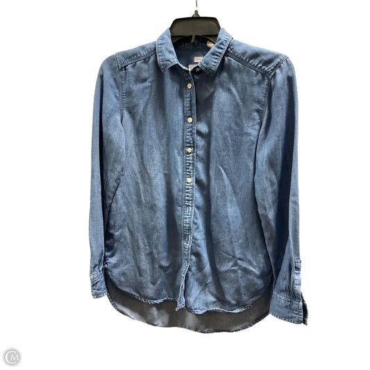Blouse Long Sleeve By Loft In Blue Denim, Size: S