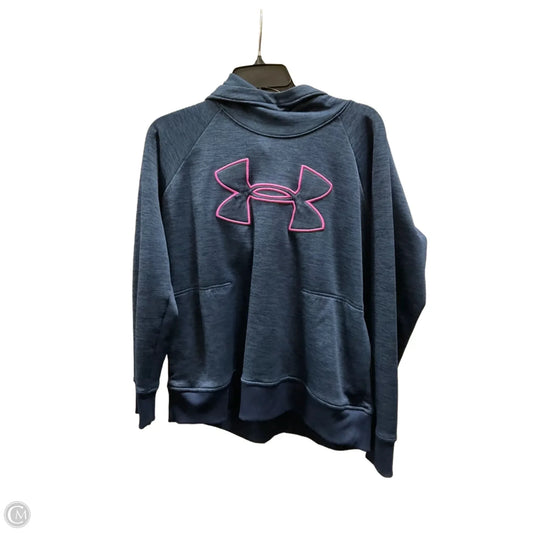 Athletic Top Long Sleeve Hoodie By Under Armour In Blue, Size: L