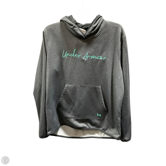 Athletic Top Long Sleeve Hoodie By Under Armour In Grey, Size: L