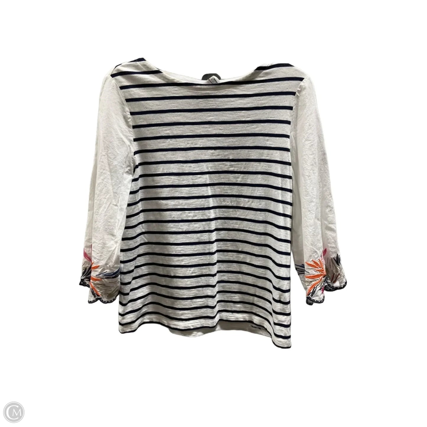 Top 3/4 Sleeve By Chicos In Striped Pattern, Size: Xs