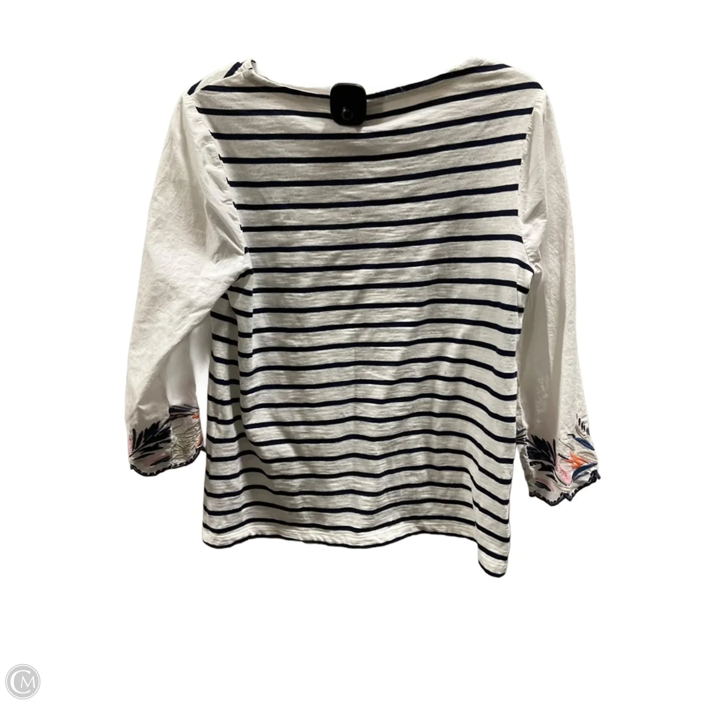 Top 3/4 Sleeve By Chicos In Striped Pattern, Size: Xs
