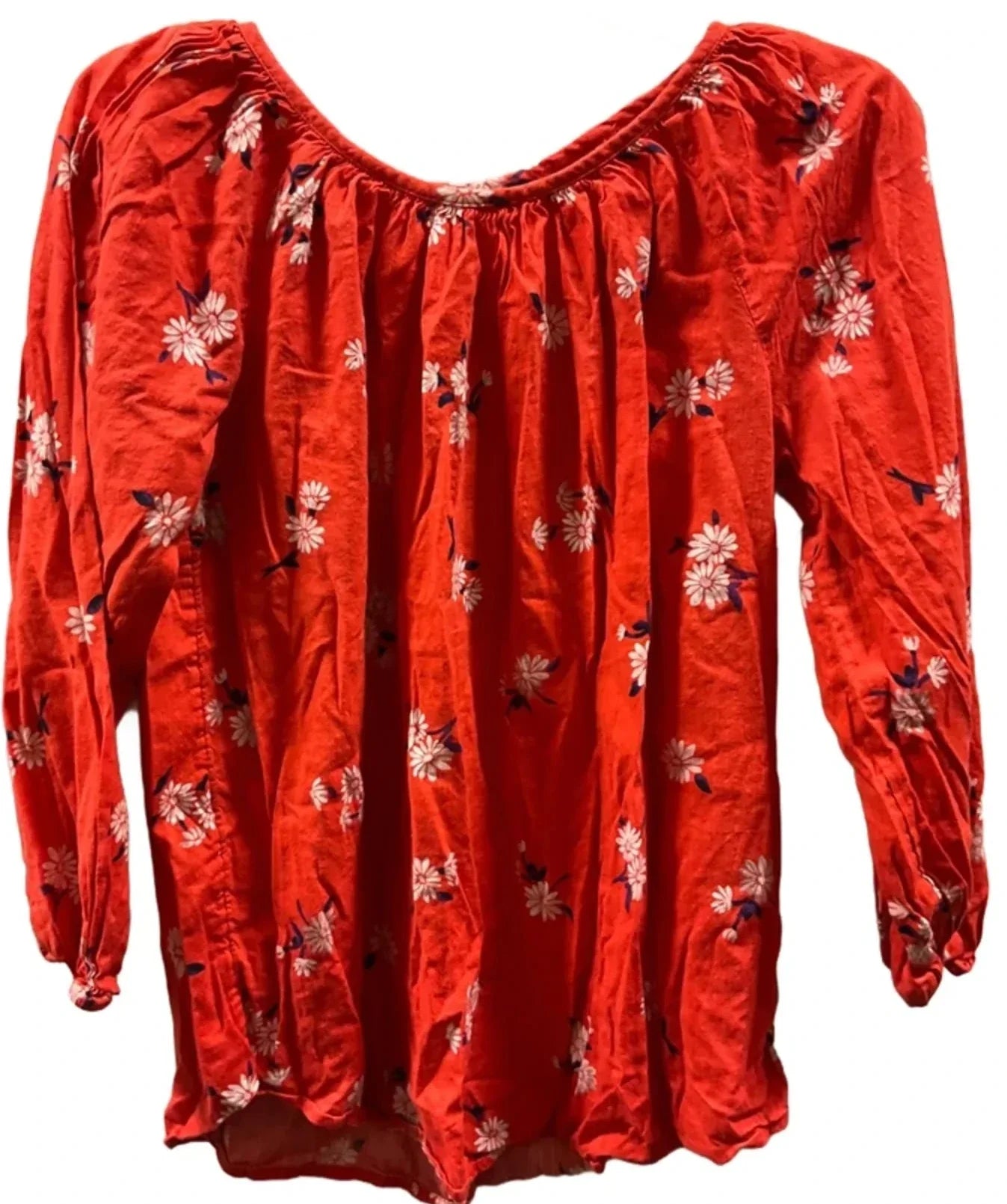 Top 3/4 Sleeve Basic By Old Navy In Floral Print, Size: M