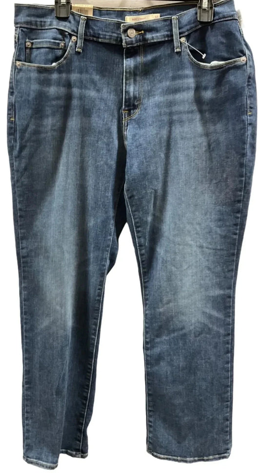Jeans Straight By Levis In Blue Denim, Size: 14