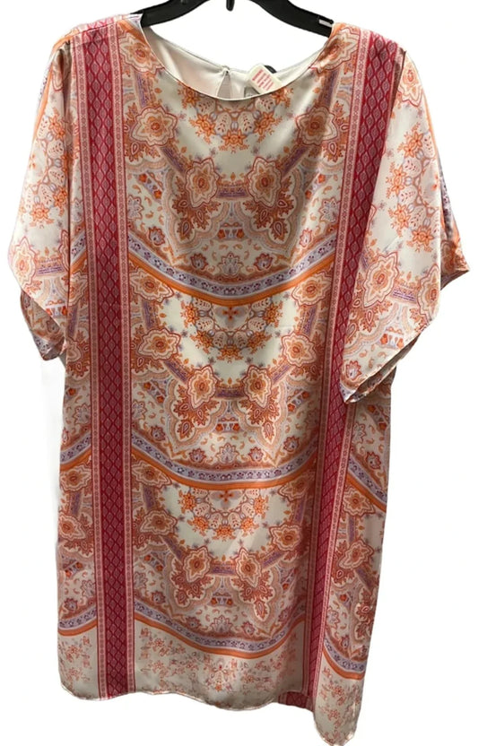 Dress Casual Short By Chicos In Orange & Pink, Size: M
