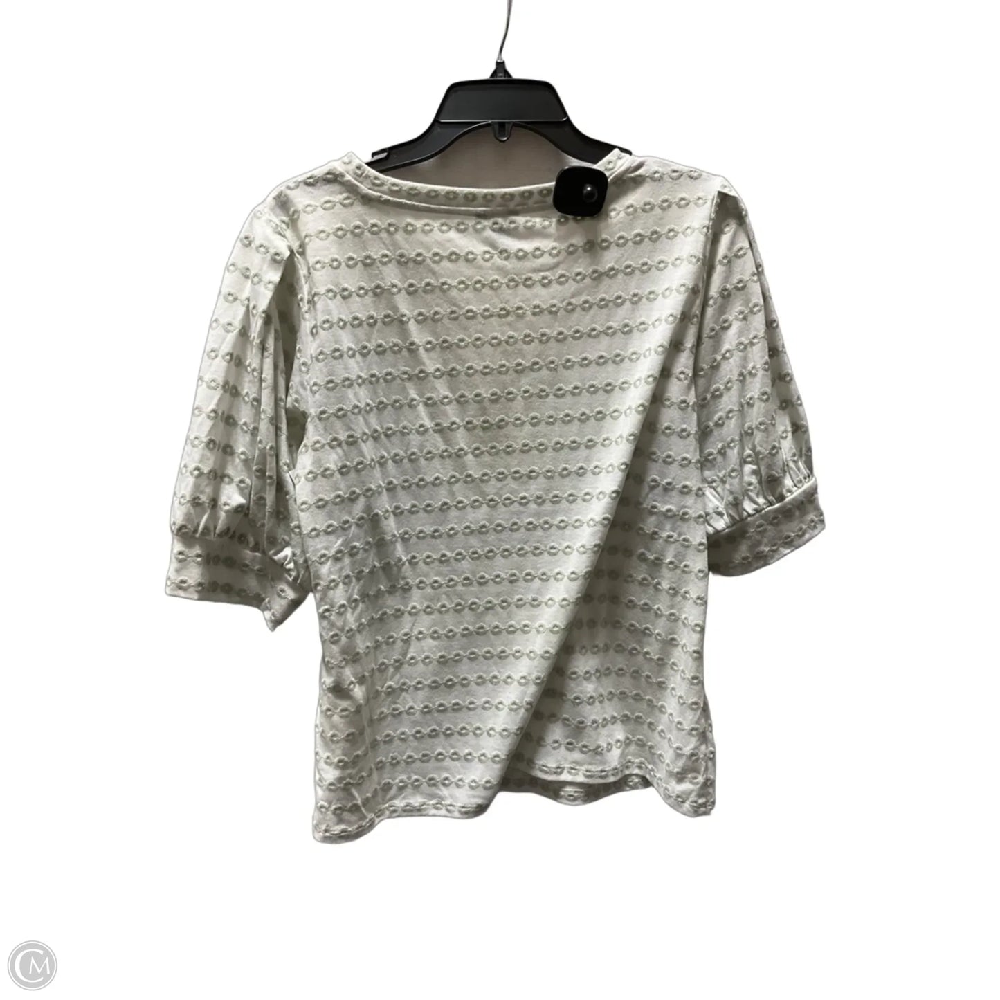 Top Short Sleeve Basic By Ann Taylor In Green & White, Size: L