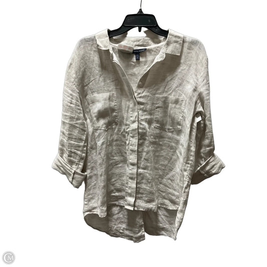 Blouse Long Sleeve By Saks Fifth Avenue In Tan, Size: Xl