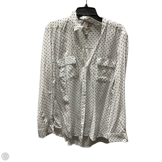 Blouse Long Sleeve By Alexander Jordan In Polkadot Pattern, Size: Xl