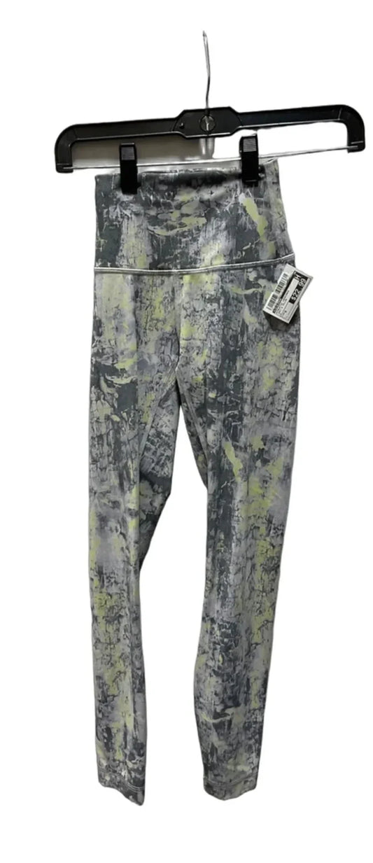 Athletic Leggings By Lululemon In Grey & Yellow, Size: 0