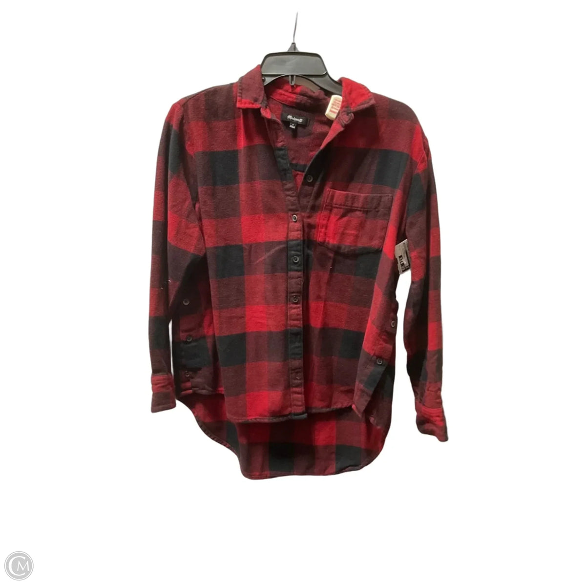 Top Long Sleeve Basic By Madewell In Checkered Pattern, Size: S