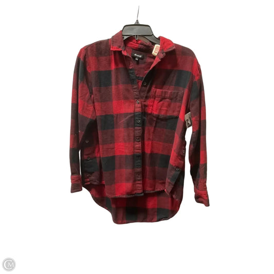Top Long Sleeve Basic By Madewell In Checkered Pattern, Size: S