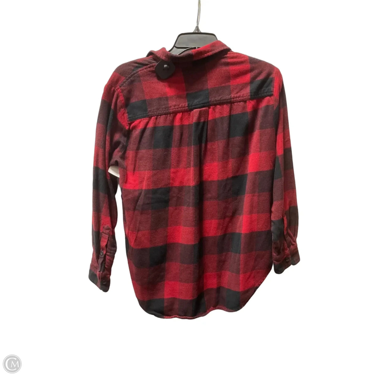 Top Long Sleeve Basic By Madewell In Checkered Pattern, Size: S